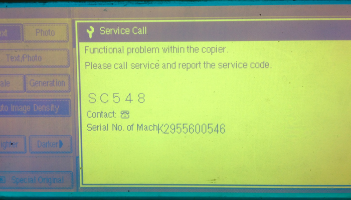 Lỗi máy photoRicoh báo máy bị lỗi SC 548