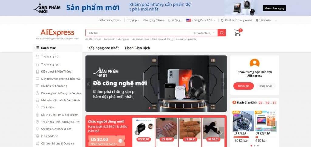 Trang web aliexpress giúp thuận tiện mua hàng Quảng Châu