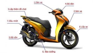 Top 9 phụ tùng xe SH được thay nhiều nhất